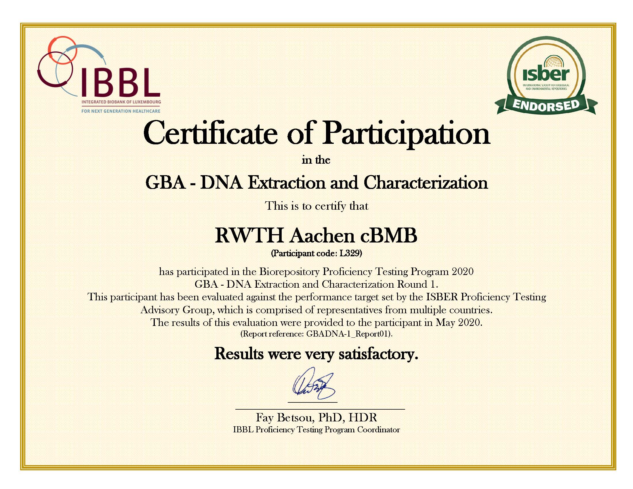 GBADNA-1 - L329 - Certificate